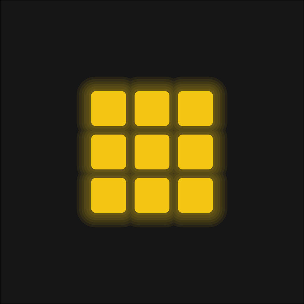 Aplicaciones amarillo brillante icono de neón - Vector, Imagen