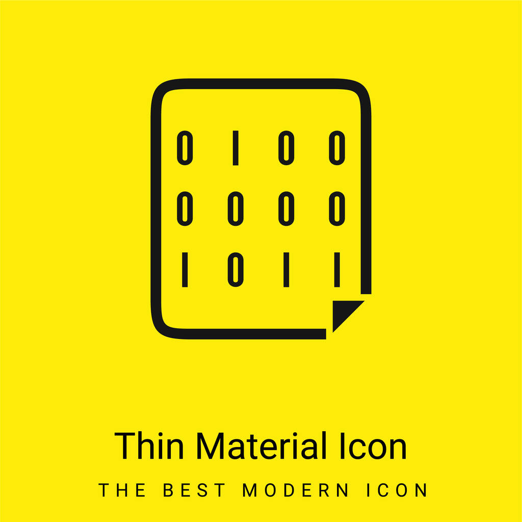 Código binario mínimo icono de material amarillo brillante - Vector, imagen