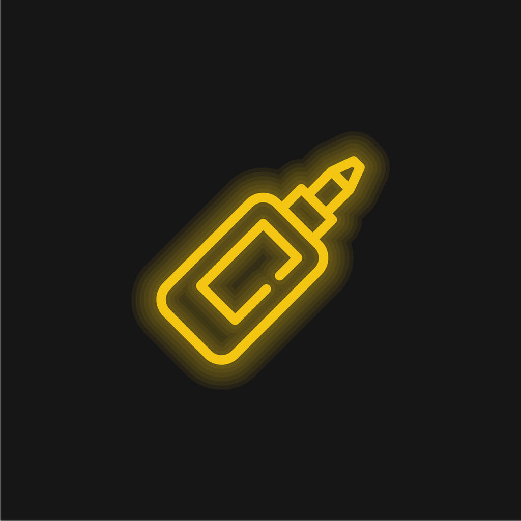 Egy üveg ragasztó sárga izzó neon ikon - Vektor, kép