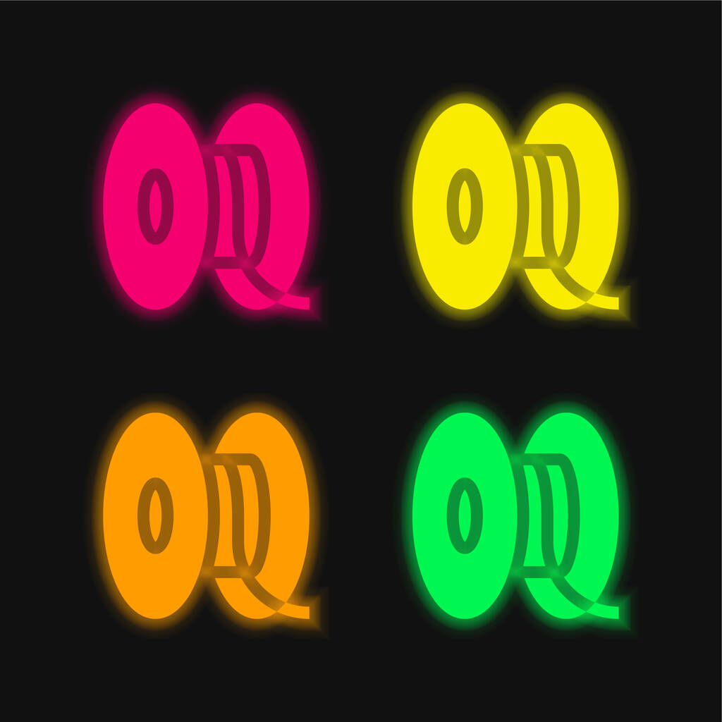 3d quattro colori luminosi icona vettoriale al neon - Vettoriali, immagini