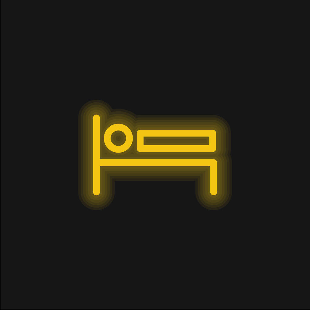Bed Sign yellow glowing neon icon - Vector, Image