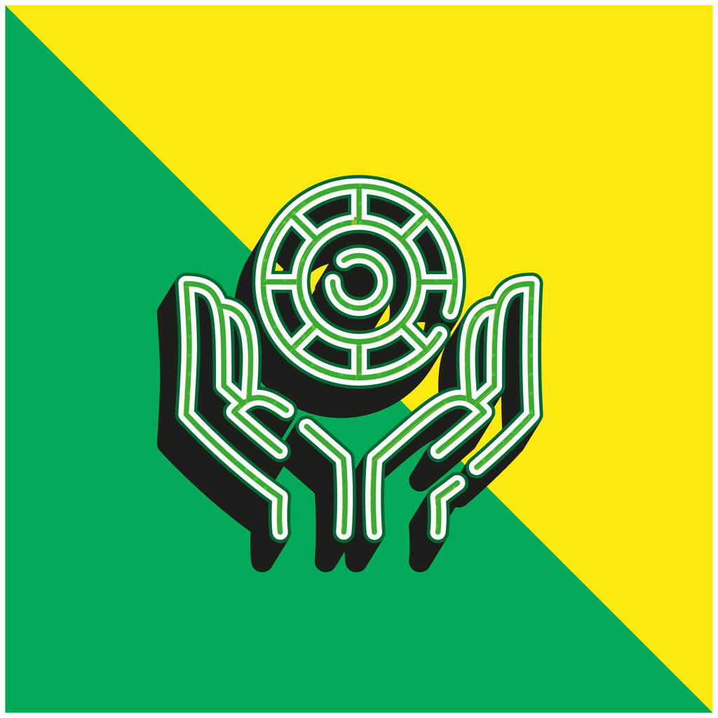 ベットグリーンと黄色の現代的な3Dベクトルアイコンのロゴ - ベクター画像