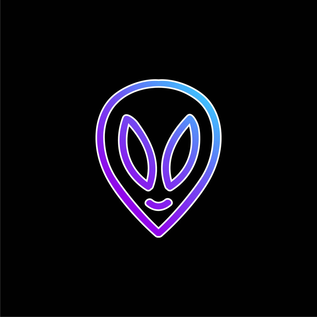 Alien Hand Drawn Head Outline blaues Gradientenvektorsymbol - Vektor, Bild