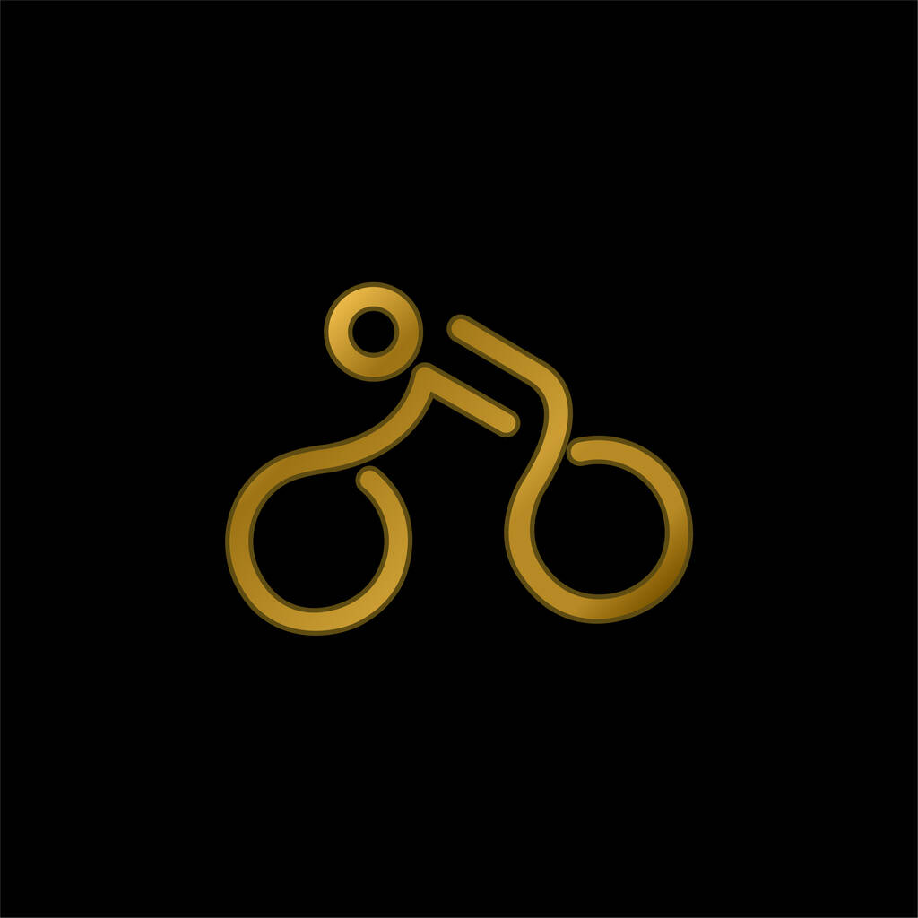 Bicycle Mounted By A Stick Man gold plated metalic icon or logo vector - Vector, Image