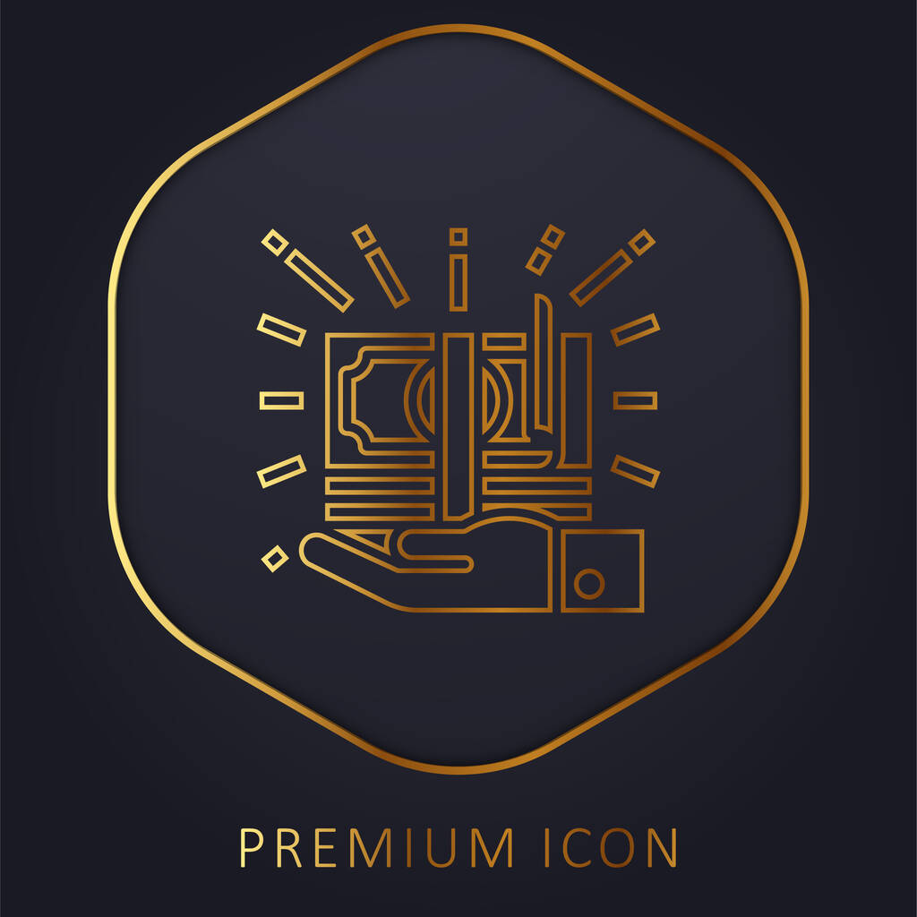 Banknote golden line premium logo or icon - Vector, Image