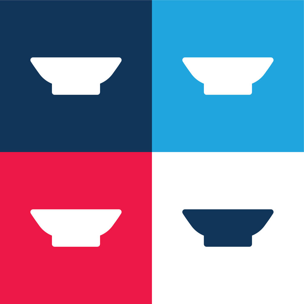 Bowl kék és piros négy szín minimális ikon készlet - Vektor, kép