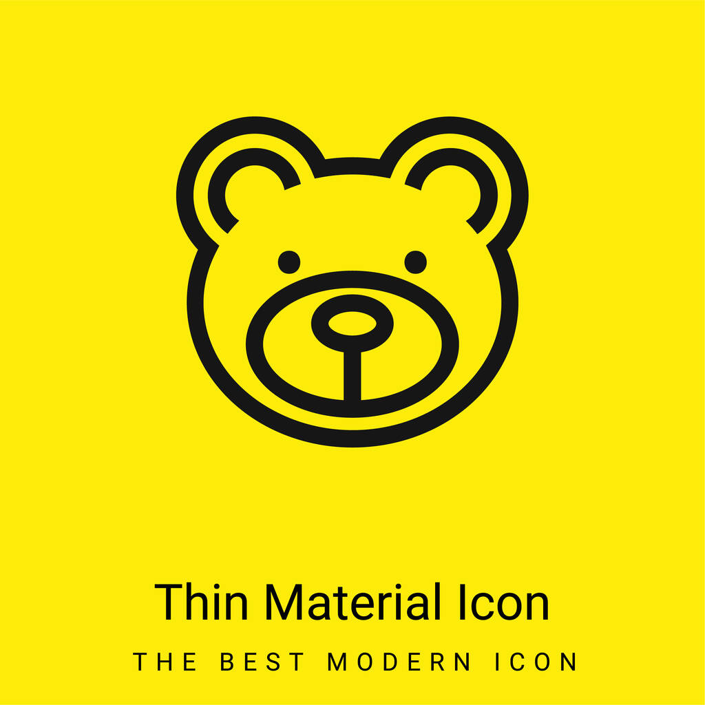 Bear Face minimal bright yellow material icon - Vector, Image