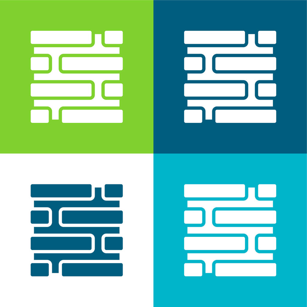 Brickwall Flat conjunto de iconos mínimo de cuatro colores - Vector, Imagen