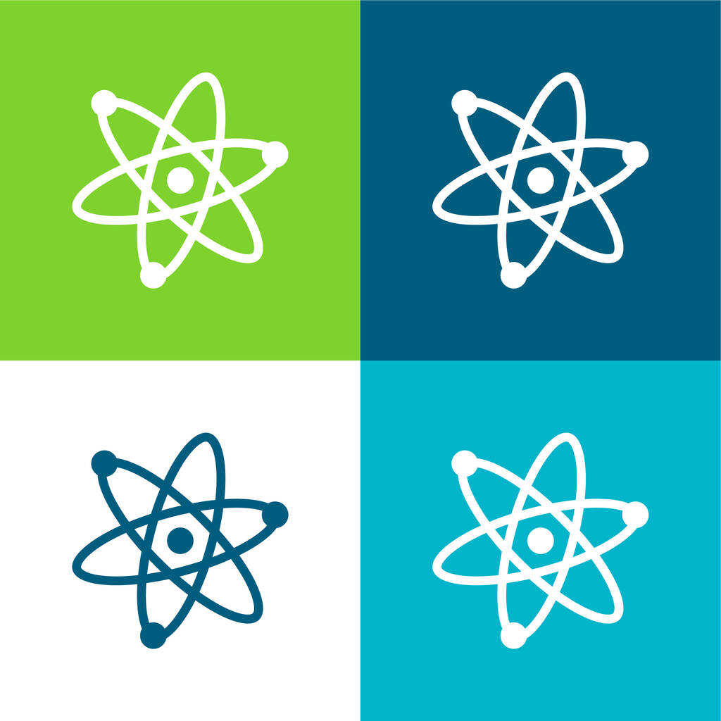 Átomos Símbolo Plano de cuatro colores mínimo icono conjunto - Vector, Imagen