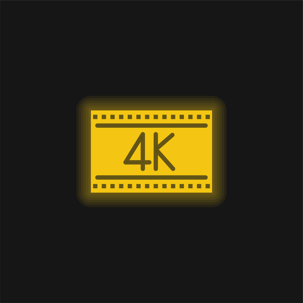 4k жовта сяюча неонова іконка
 - Вектор, зображення