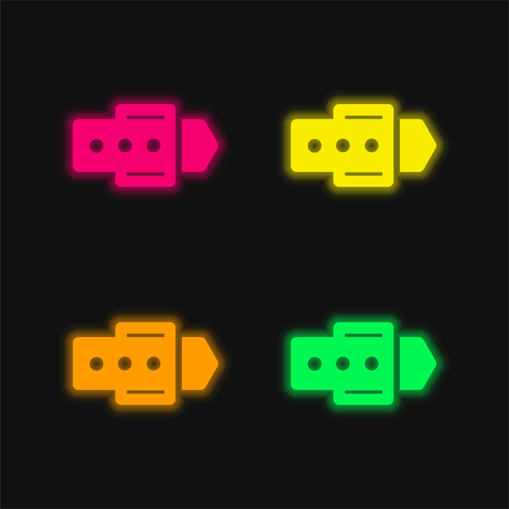 Belt Shopping Product vier kleuren gloeiende neon vector icoon - Vector, afbeelding