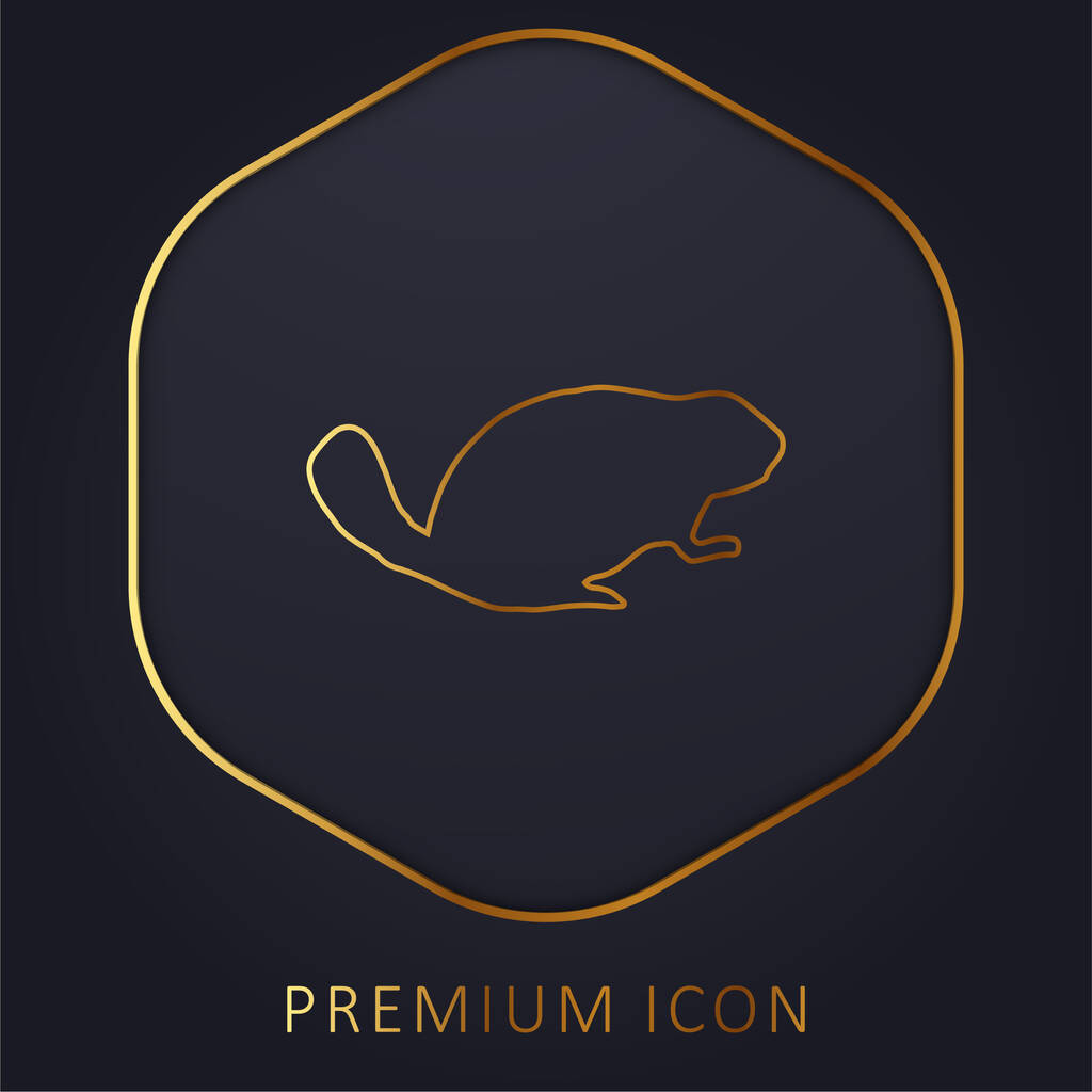 Логотип или иконка золотой линии бобра формы животного - Вектор,изображение