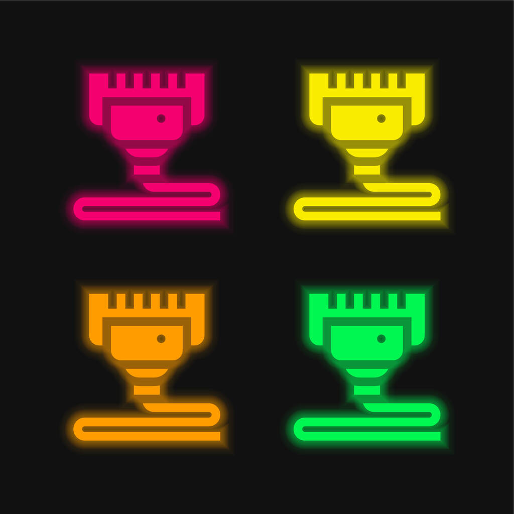3D Drucke leuchtende Neon-Vektorsymbole in vier Farben - Vektor, Bild