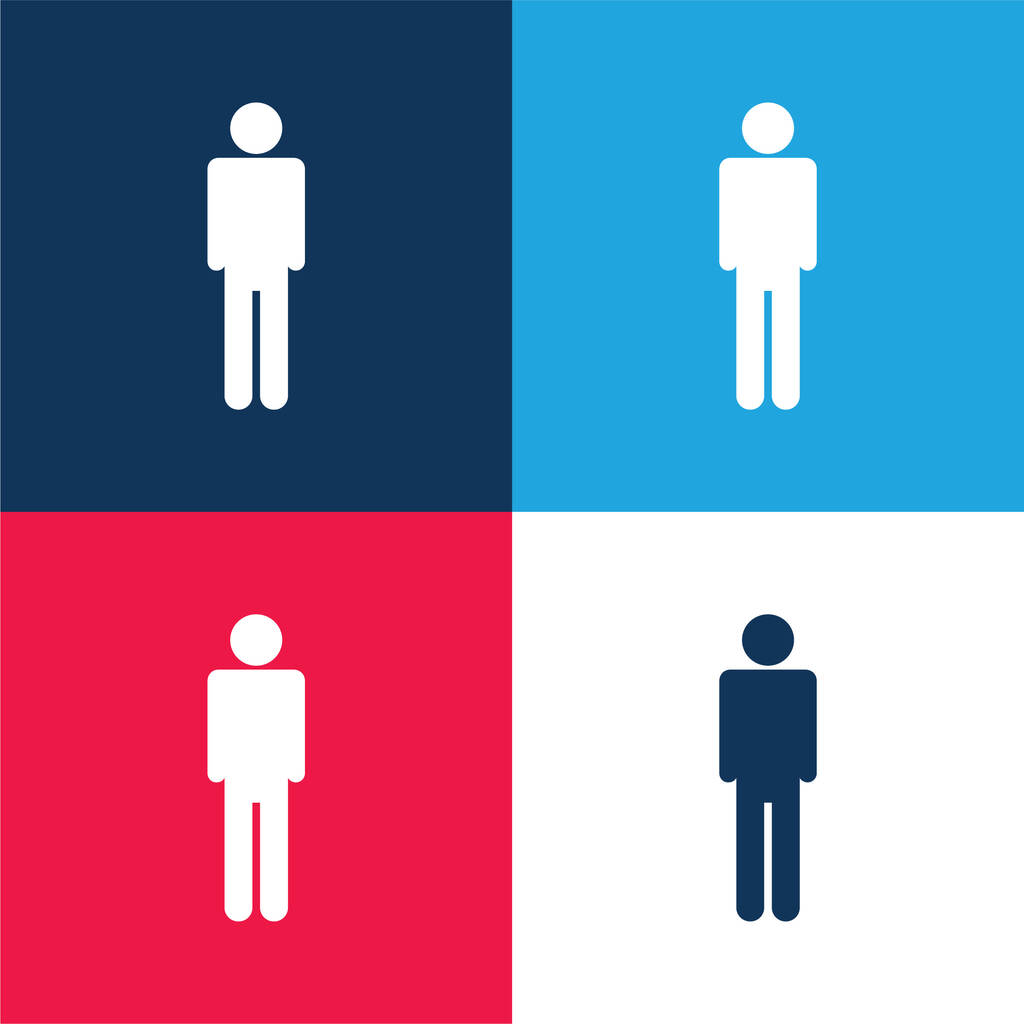 Basic Silhouette kék és piros négy szín minimális ikon készlet - Vektor, kép