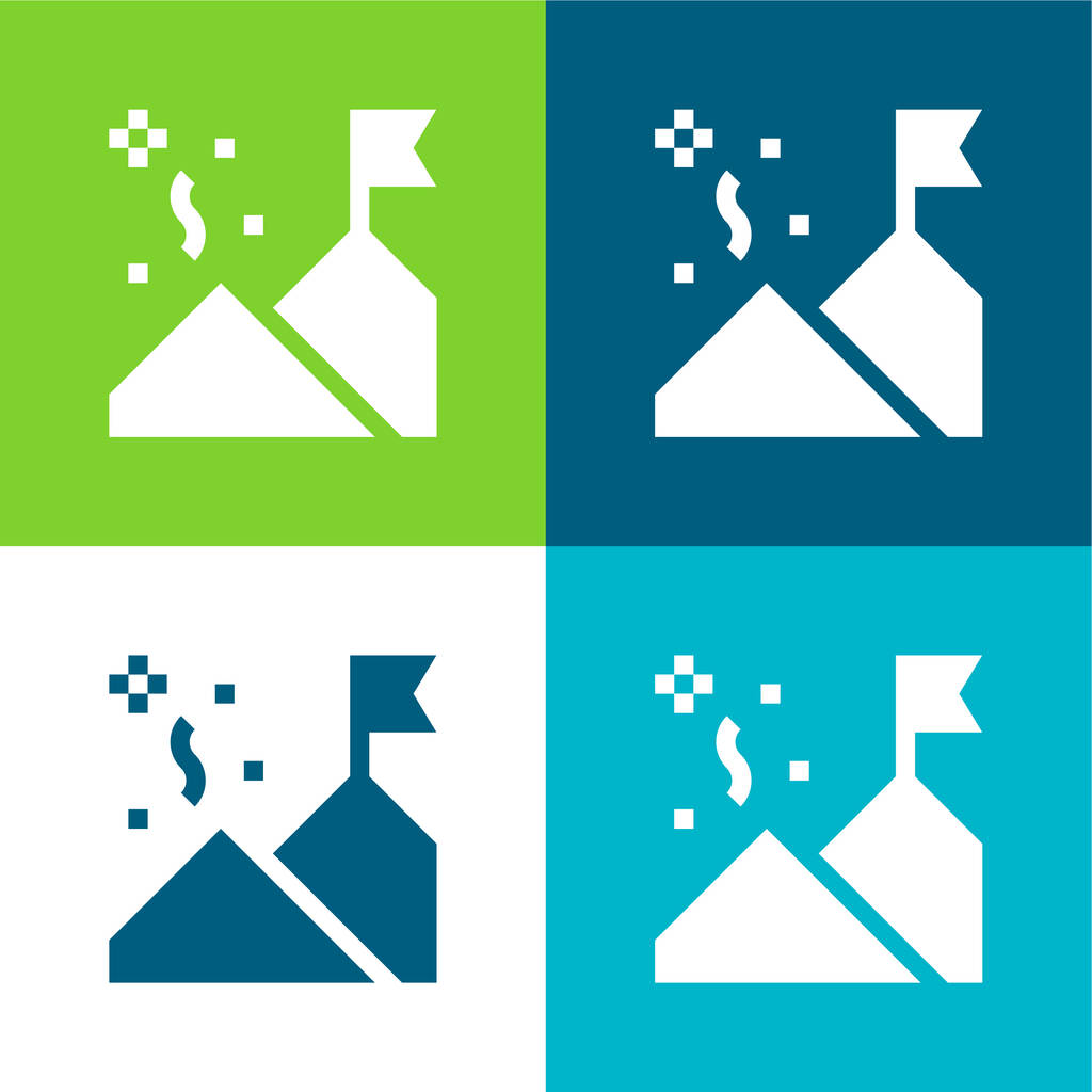 Realizzazione Set di icone minime a quattro colori piatti - Vettoriali, immagini