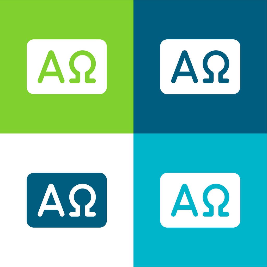 Conjunto de iconos mínimo de cuatro colores Alpha y Omega Flat - Vector, imagen
