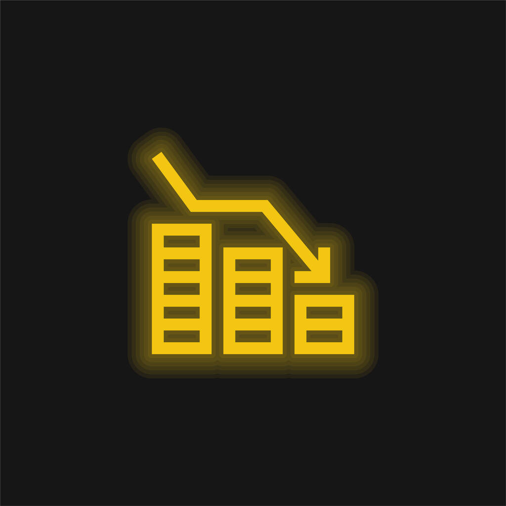 Bankructwo żółty świecący neon ikona - Wektor, obraz