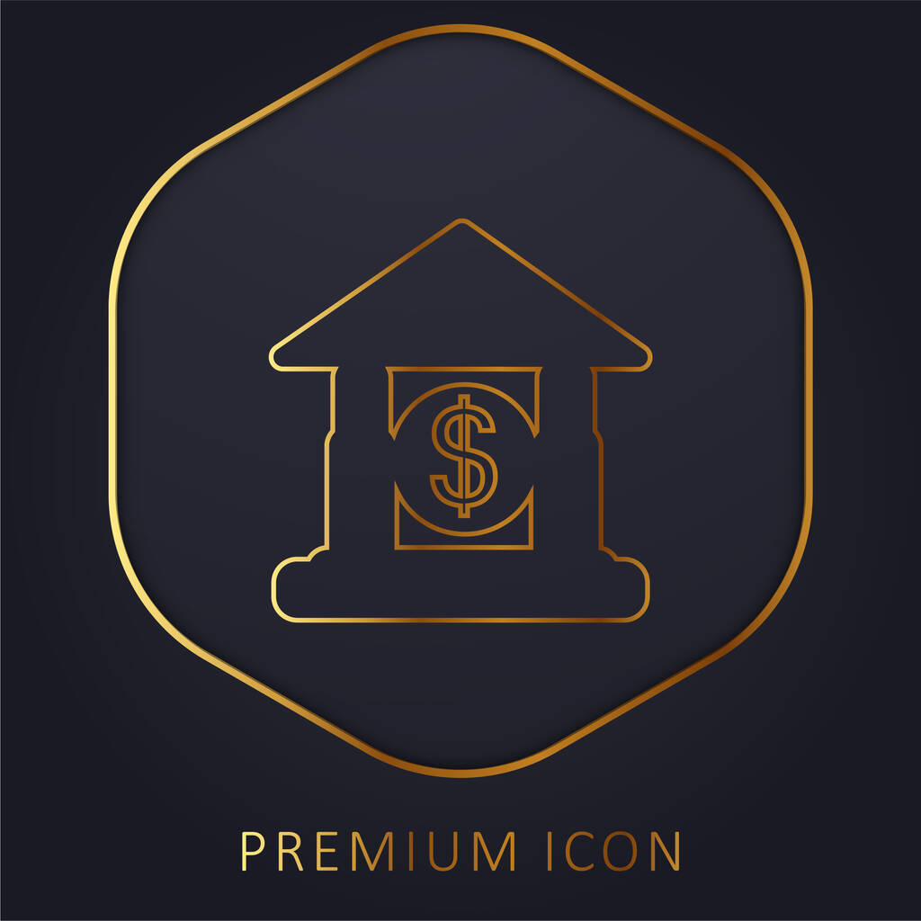 Bank Building golden line premium logo or icon - Vector, Image