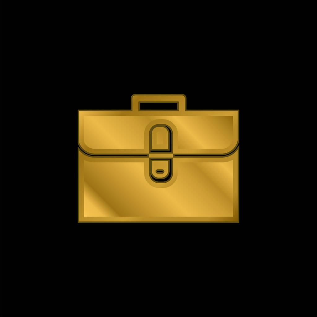 Maletín chapado en oro icono metálico o logo vector - Vector, imagen