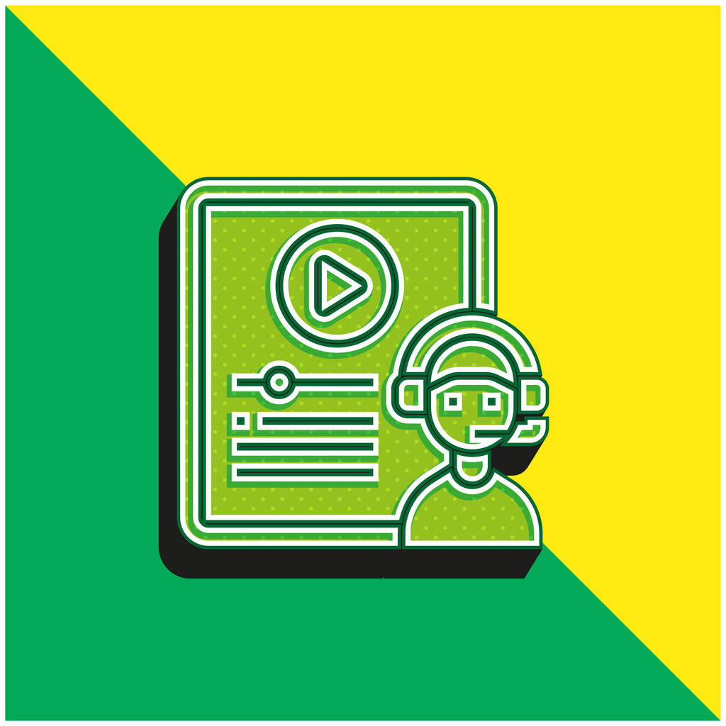 Смешанное обучение Зеленый и желтый современный 3D логотип векторной иконки - Вектор,изображение