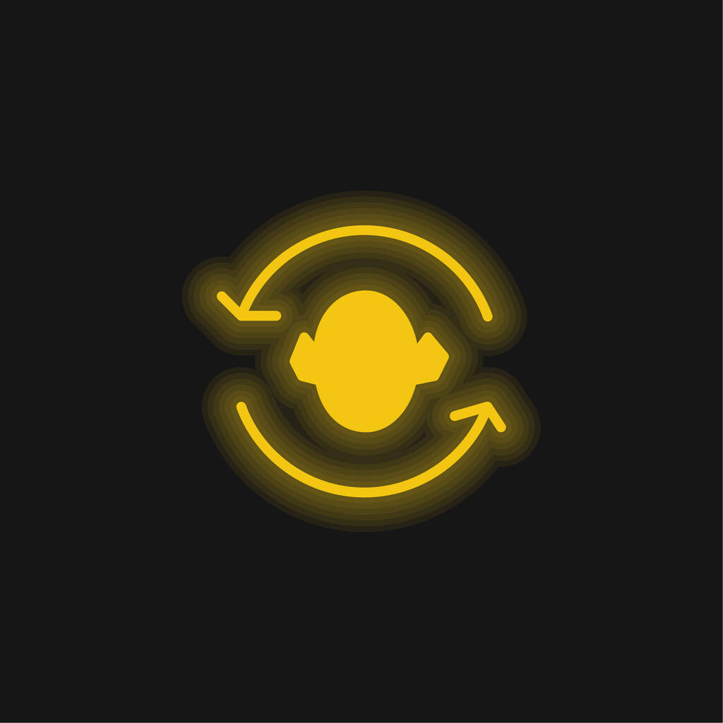 Strzałki Para wokół głowy Sylwetka żółty świecący neon ikona - Wektor, obraz