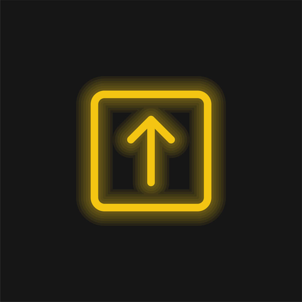 Nyíl felfelé sárga izzó neon ikon - Vektor, kép