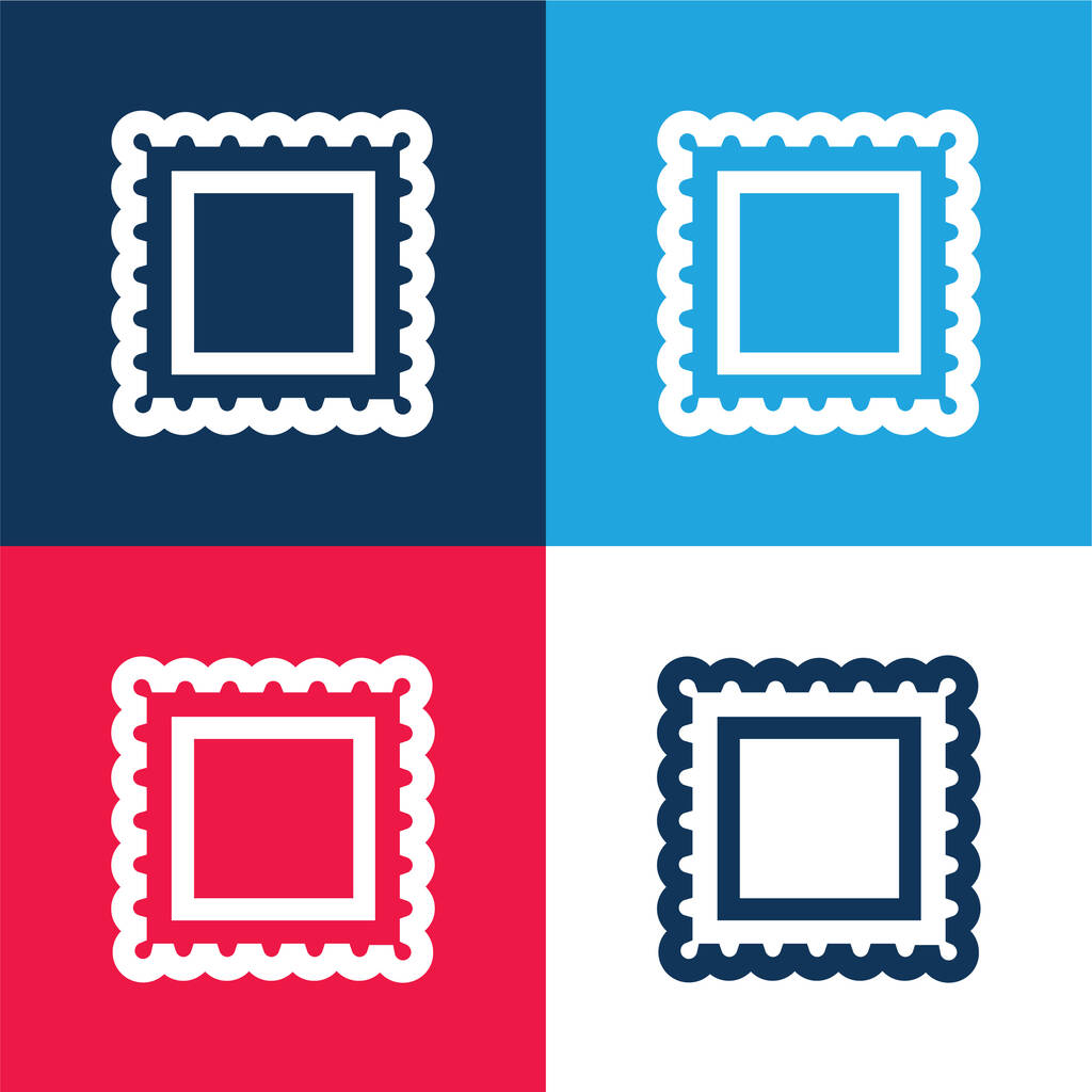 Bordure pour images de cadre bleu et rouge quatre couleurs minimum jeu d'icônes - Vecteur, image