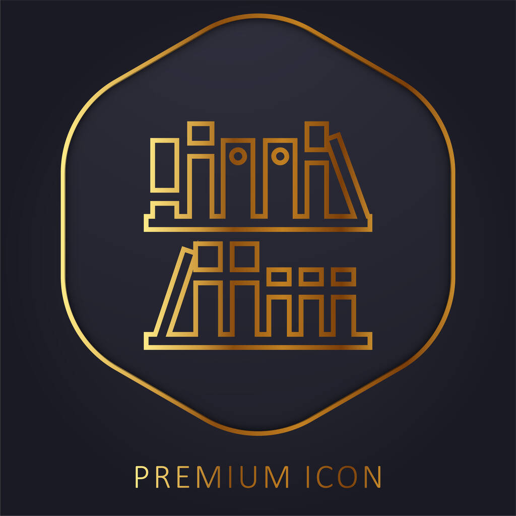 Estantería de la línea de oro logotipo premium o icono - Vector, imagen