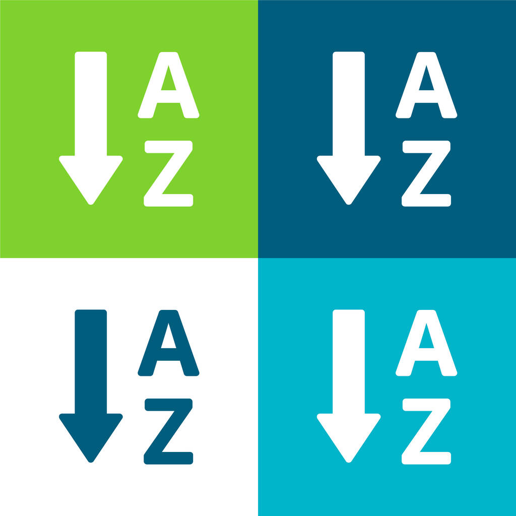 Orden alfabético Plano de cuatro colores mínimo icono conjunto - Vector, imagen
