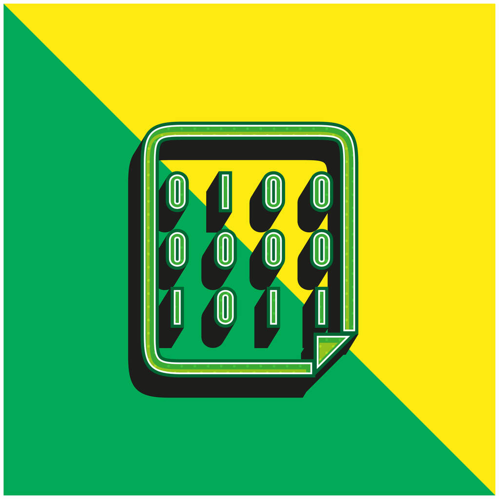 Código binario verde y amarillo moderno 3d vector icono logotipo - Vector, Imagen