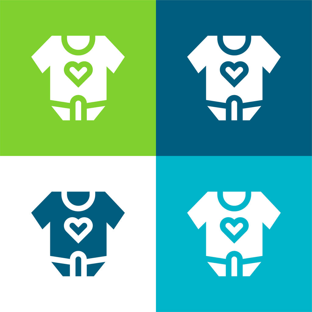 Baby Body Set d'icônes minimes quatre couleurs plates - Vecteur, image