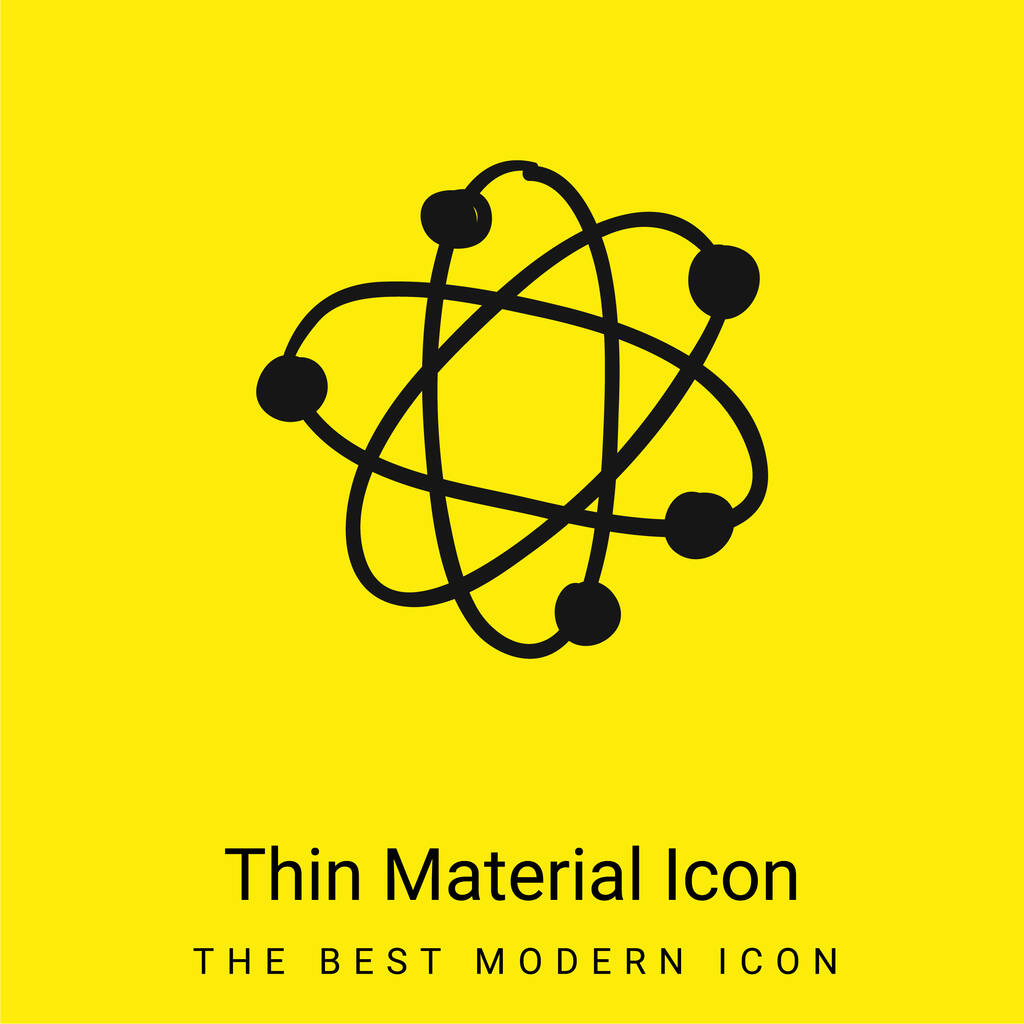 Atom mínimo ícone material amarelo brilhante - Vetor, Imagem