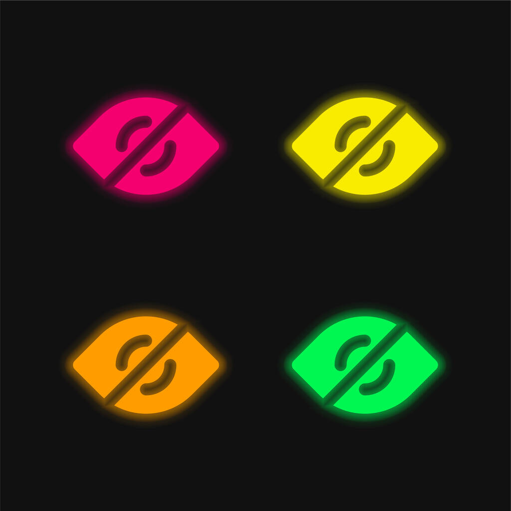 Ciego cuatro colores brillante icono de vectores de neón - Vector, imagen