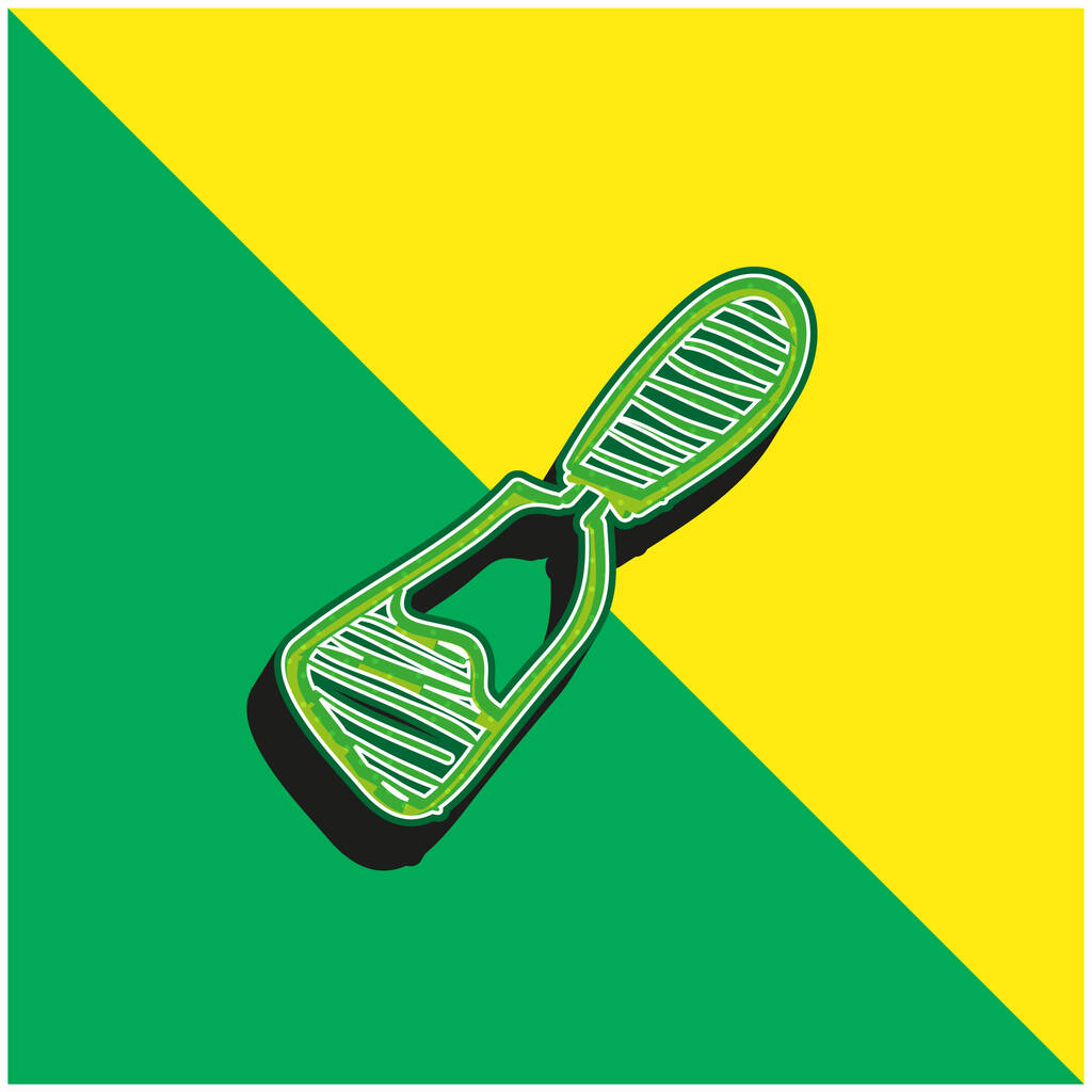 Blade met de hand getrokken bouwgereedschap Groen en geel modern 3D vector pictogram logo - Vector, afbeelding