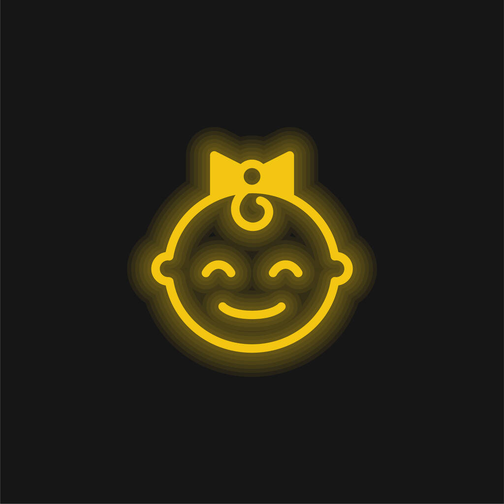 Baby žlutá zářící neonová ikona - Vektor, obrázek