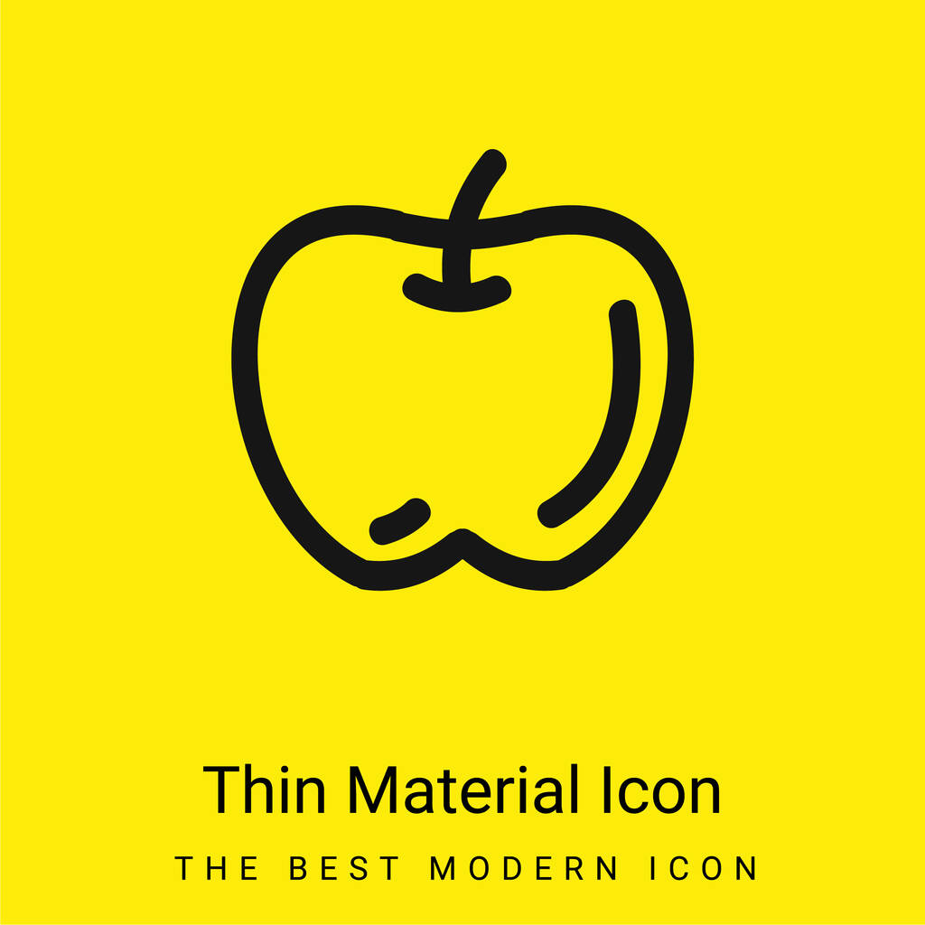 Esquema de fruta dibujada a mano de Apple mínimo icono de material amarillo brillante - Vector, imagen