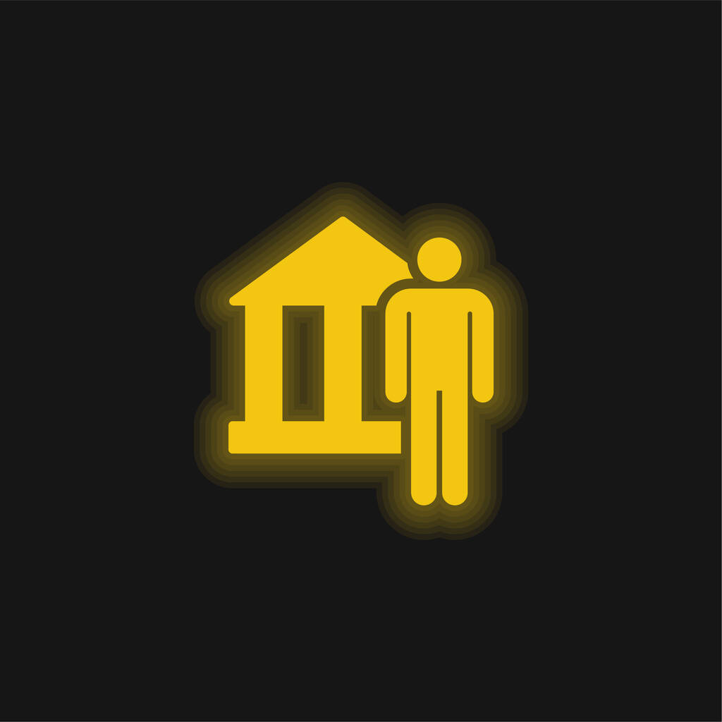 Építész sárga izzó neon ikon - Vektor, kép