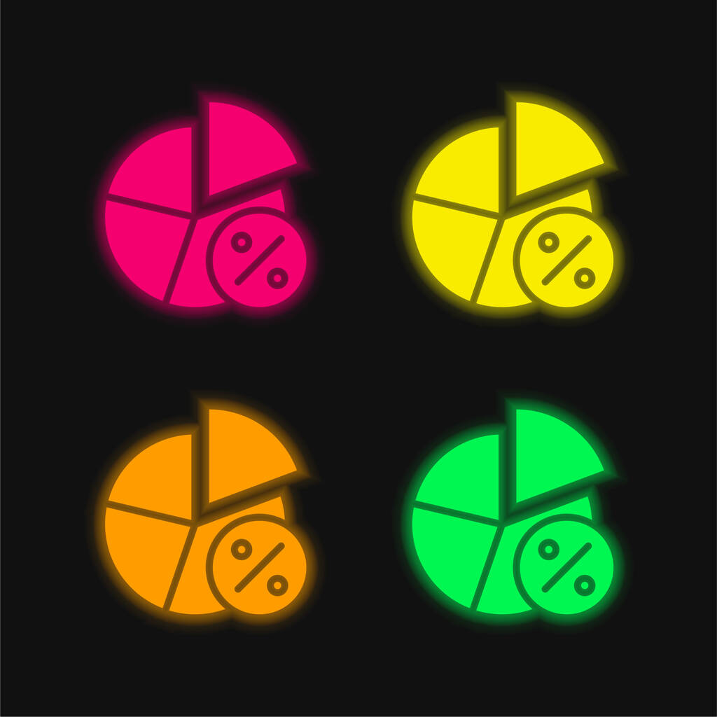 Analytics vier kleuren gloeiende neon vector icoon - Vector, afbeelding