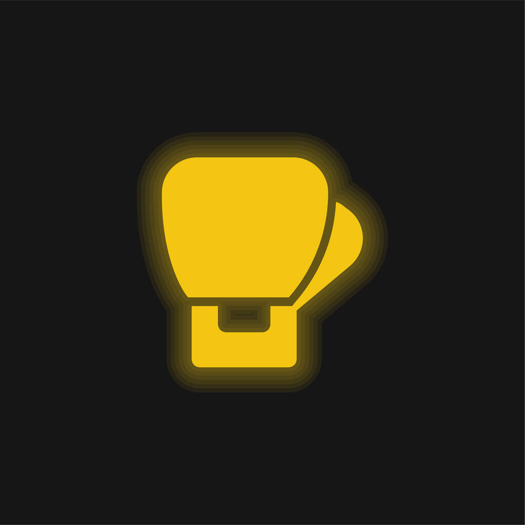 ボクシング黄色の輝くネオンアイコン - ベクター画像