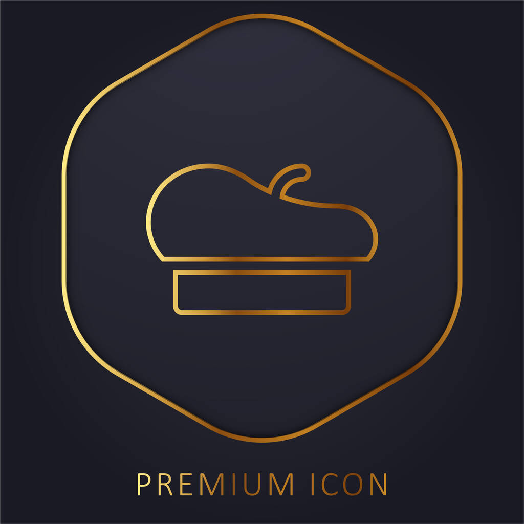 Beret golden line premium logo or icon - Vector, Image