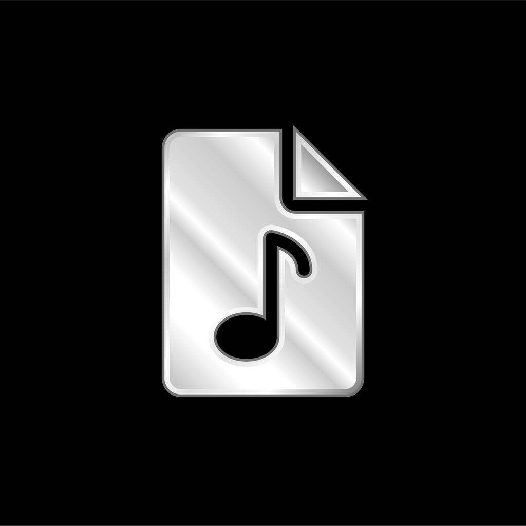 Audio File silver plated metallic icon - Vector, Image