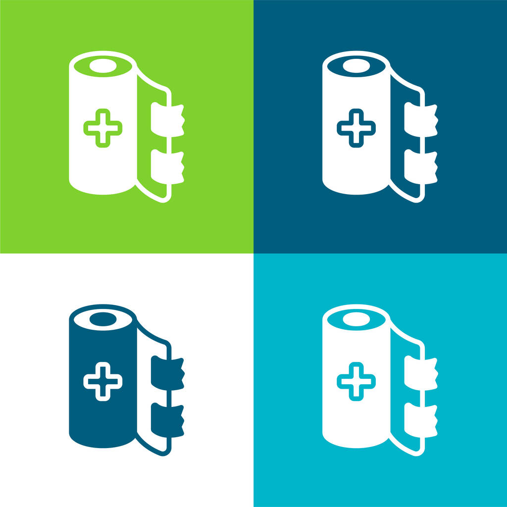 Bandage Plano de quatro cores conjunto de ícones mínimos - Vetor, Imagem