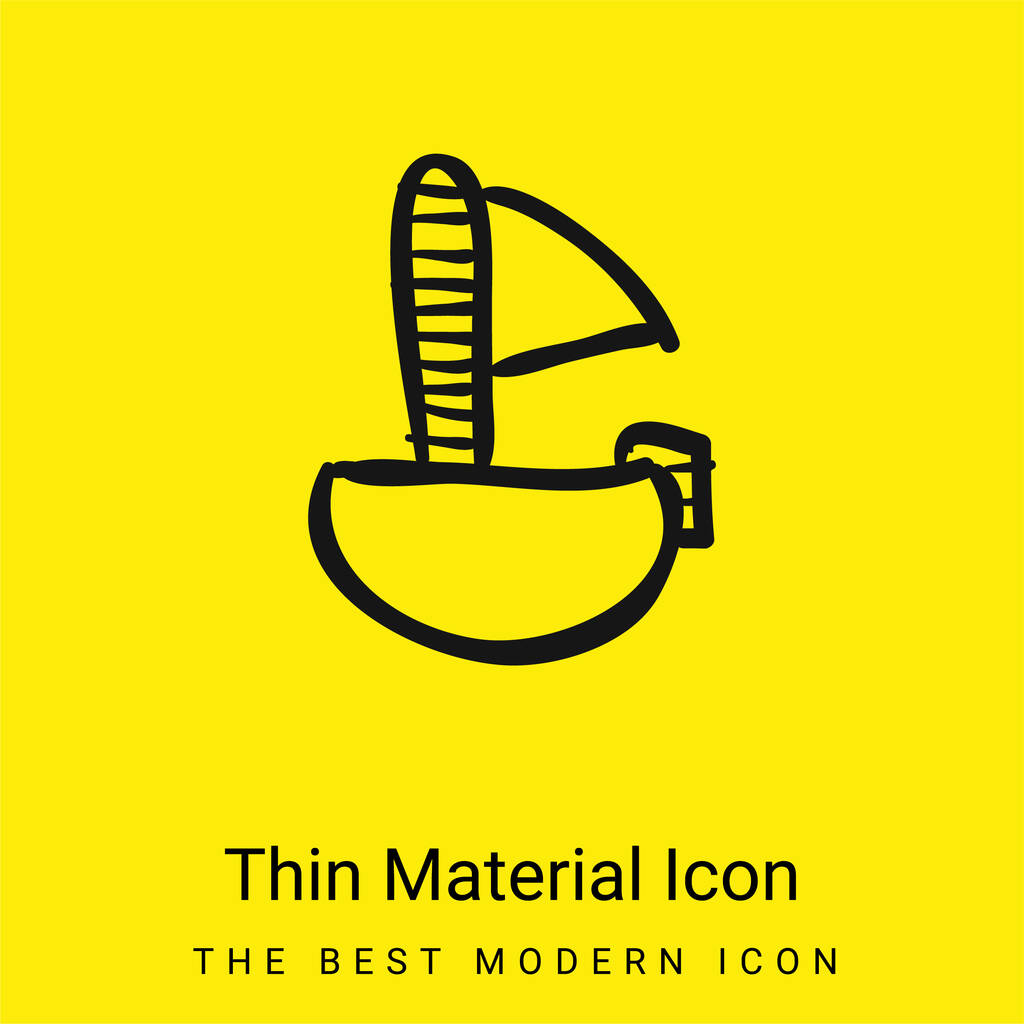 Barco de juguete mínimo icono de material amarillo brillante - Vector, imagen