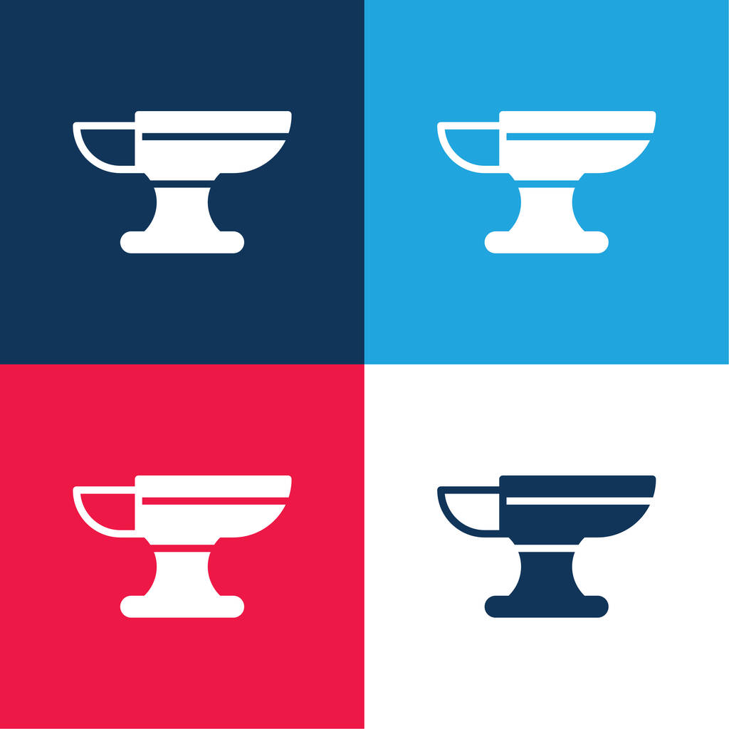 Anvil blue and red four color minimal icon set - Vector, Image