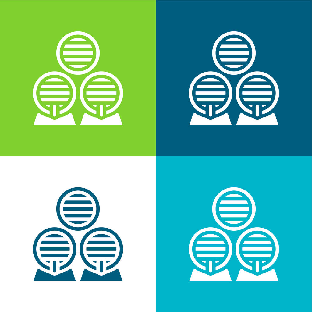 Set di icone minimali a quattro colori Barrel Flat - Vettoriali, immagini
