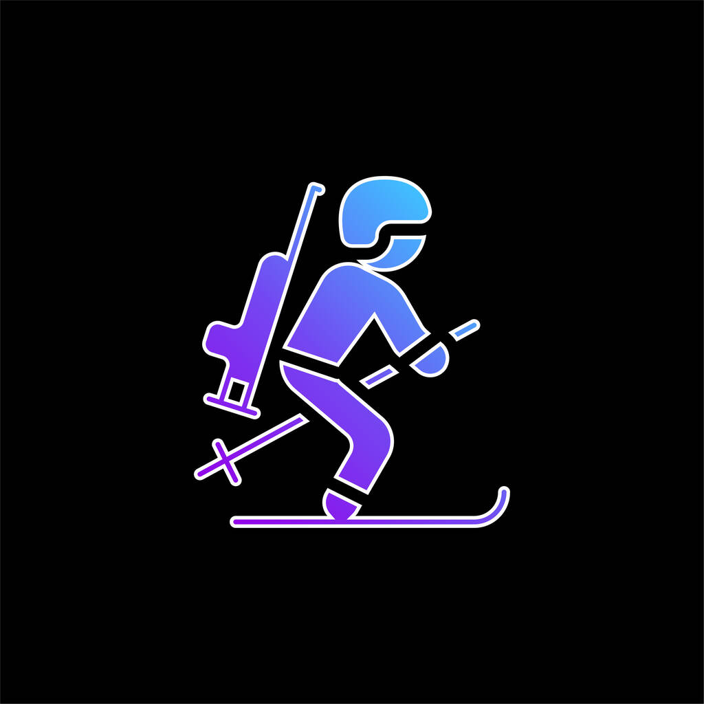 Biathlonist blue gradient vector icon - Vector, Image