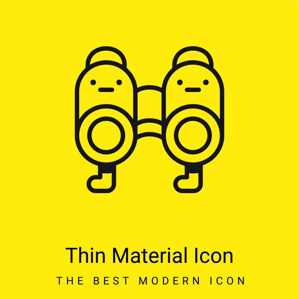 Binoculars minimal bright yellow material icon - Vector, Image