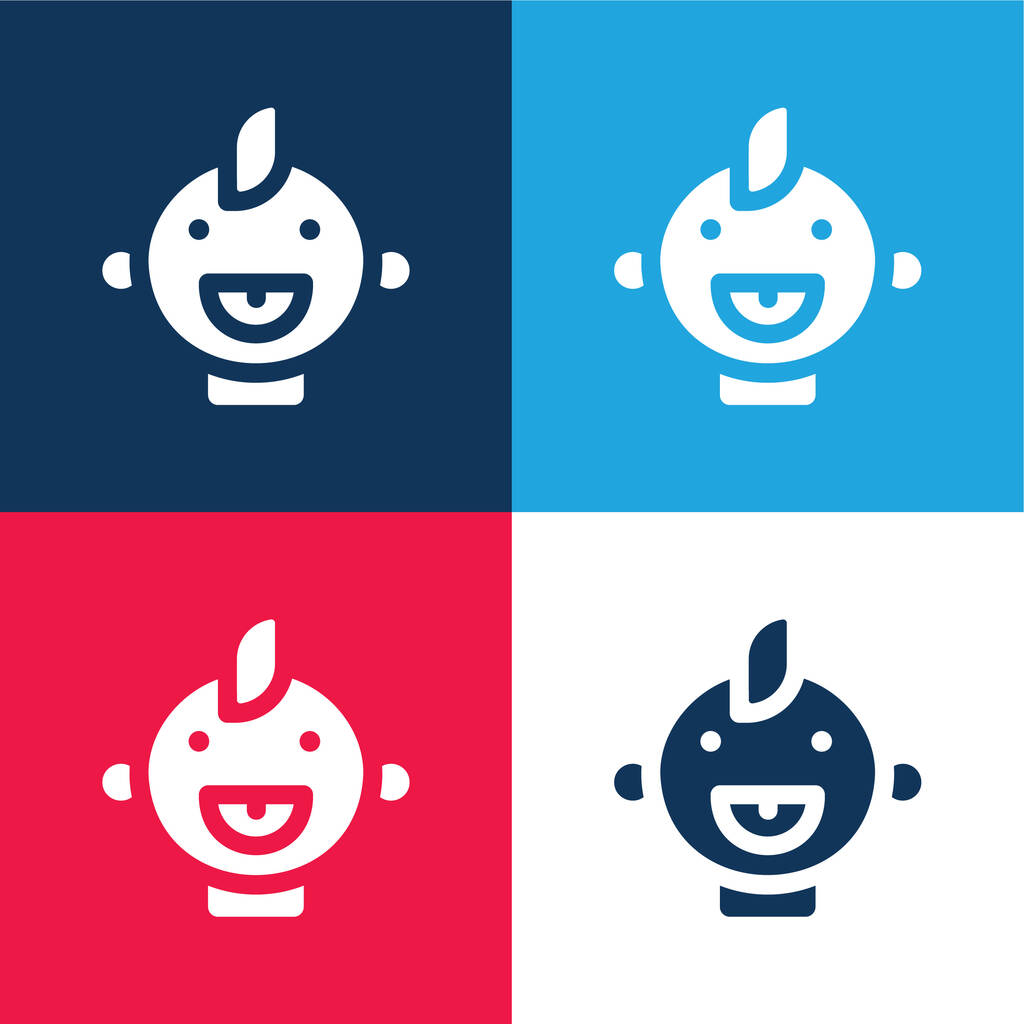 Baby niebieski i czerwony zestaw czterech kolorów minimalny zestaw ikon - Wektor, obraz