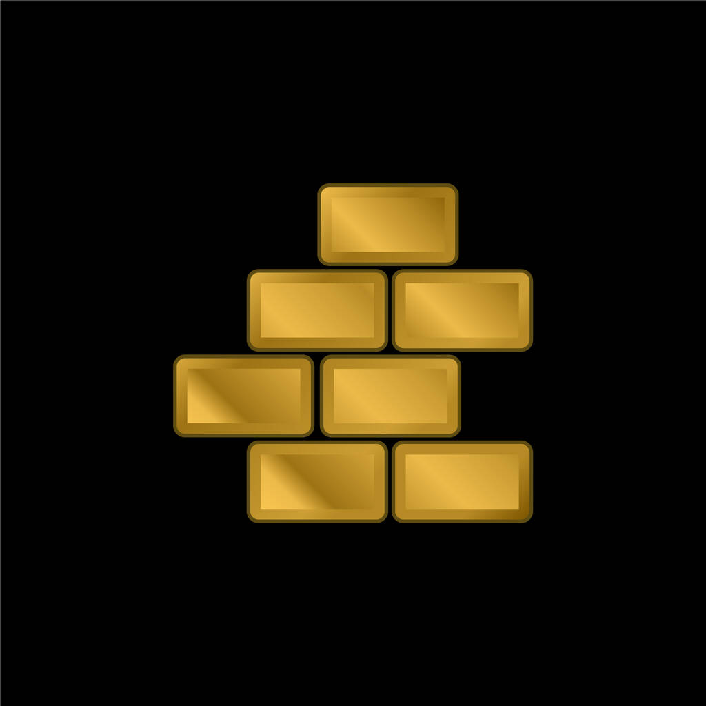 Bricks gold plated metalic icon or logo vector - Vector, Image