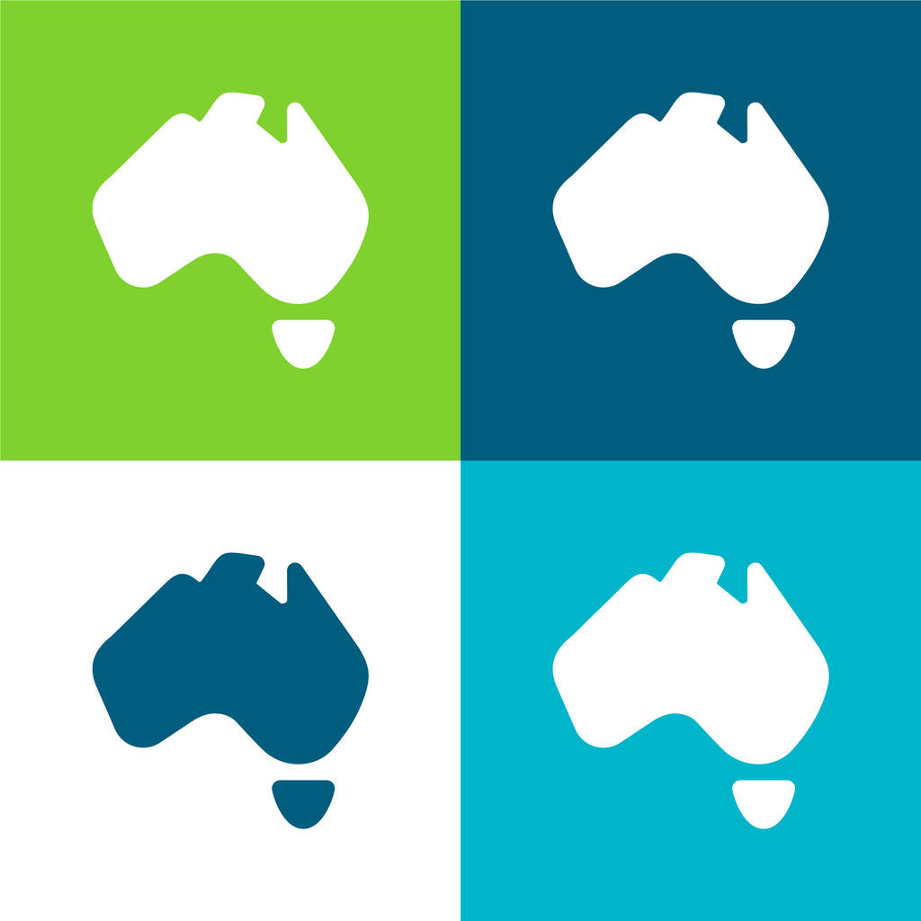 Australië Vlak vier kleuren minimale pictogram set - Vector, afbeelding